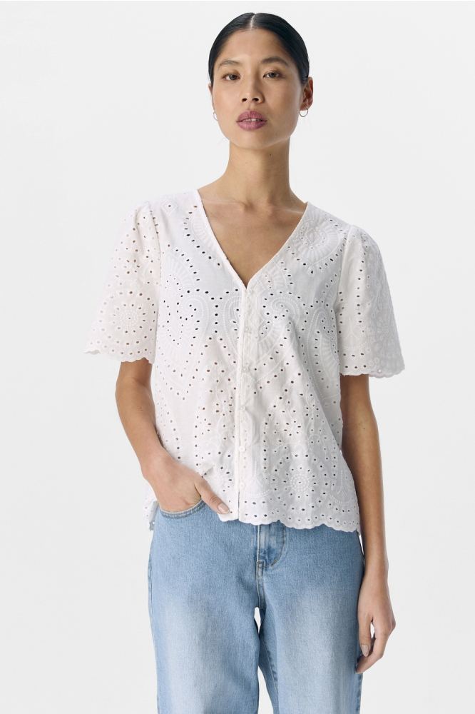 OBJBITTEN S/S RE V-NECK TOP DIV 23046824 Cloud Dancer